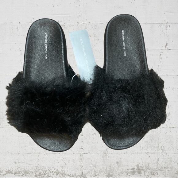 French Connection Shoes - NWT French Connection Faux Fur Slides Size 8